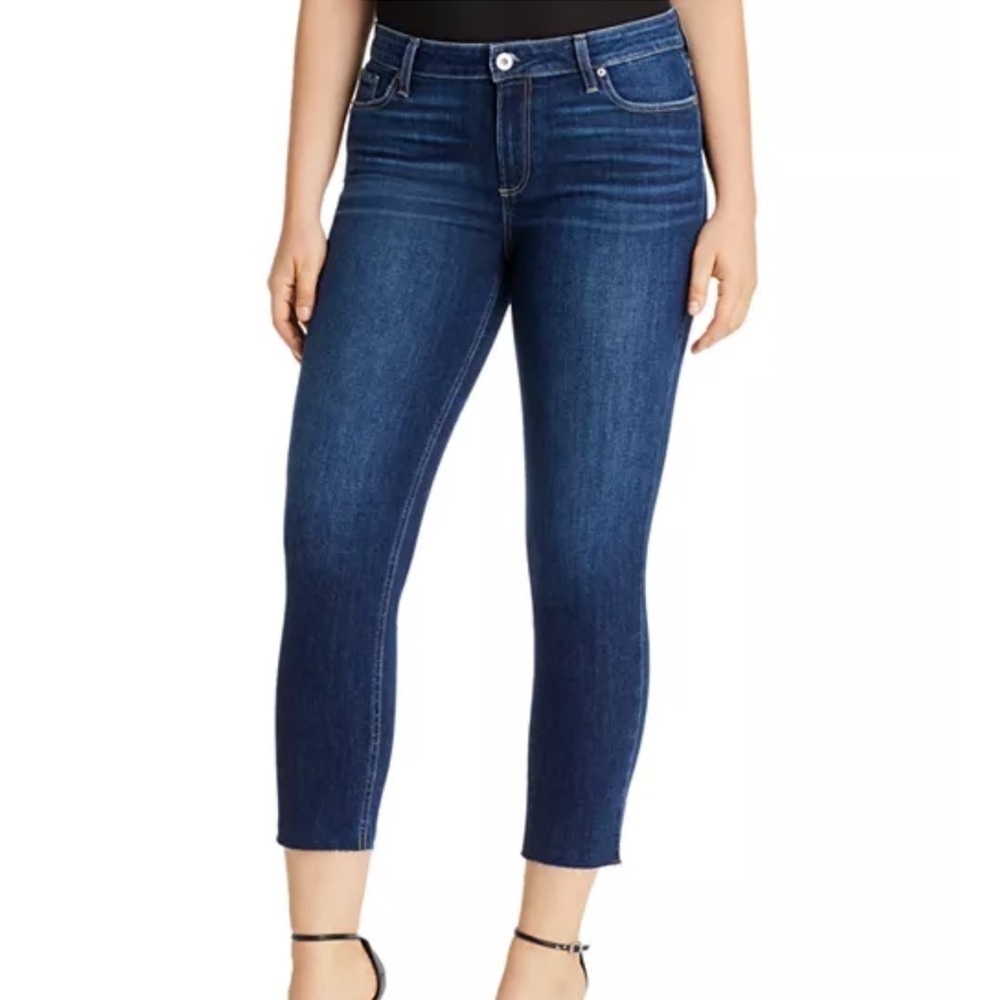 Paige Skyline Skinny Crop Dark Blue Denim Mid Rise Jeans 30